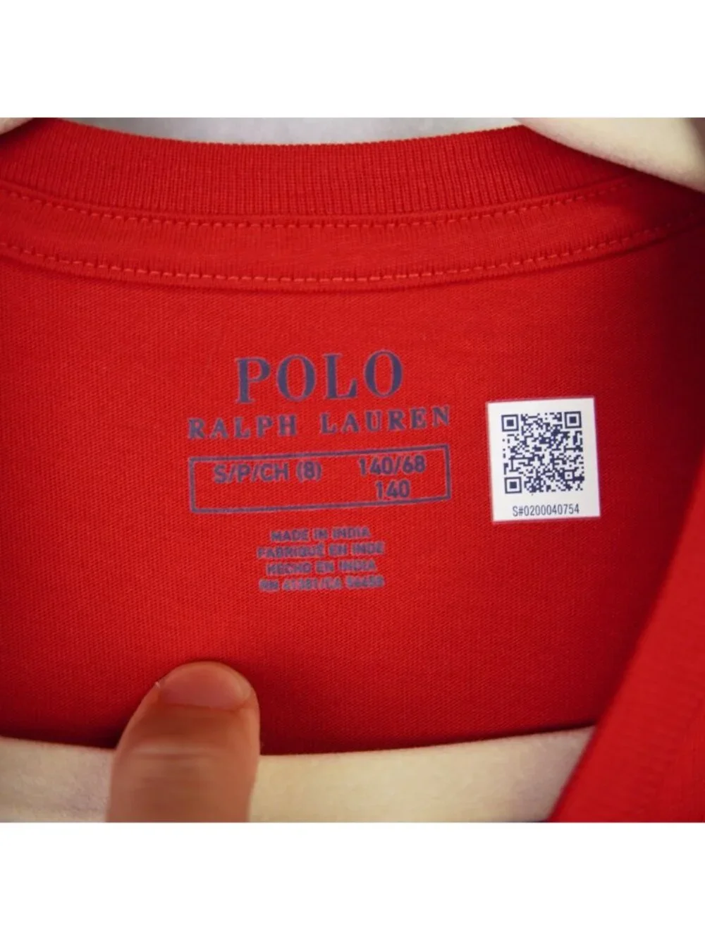 Polo Ralph Lauren Boys Red Long-Sleeve T-Shirt Plaid Logo Size 8 Small Cotton